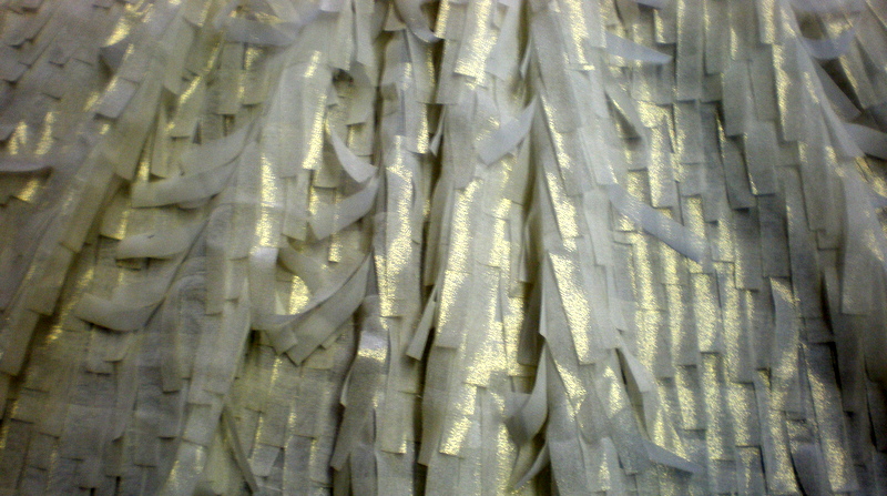 12.Off White Metallic Chiffon Fringe Fabric